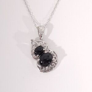 Australian Black Tourmaline Pendant Necklace Sterling Silver